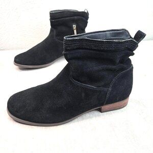 UGG KOOLABURRA Slouchy Ankle Boots Size 10 Black Suede Minimalist Western Bootie